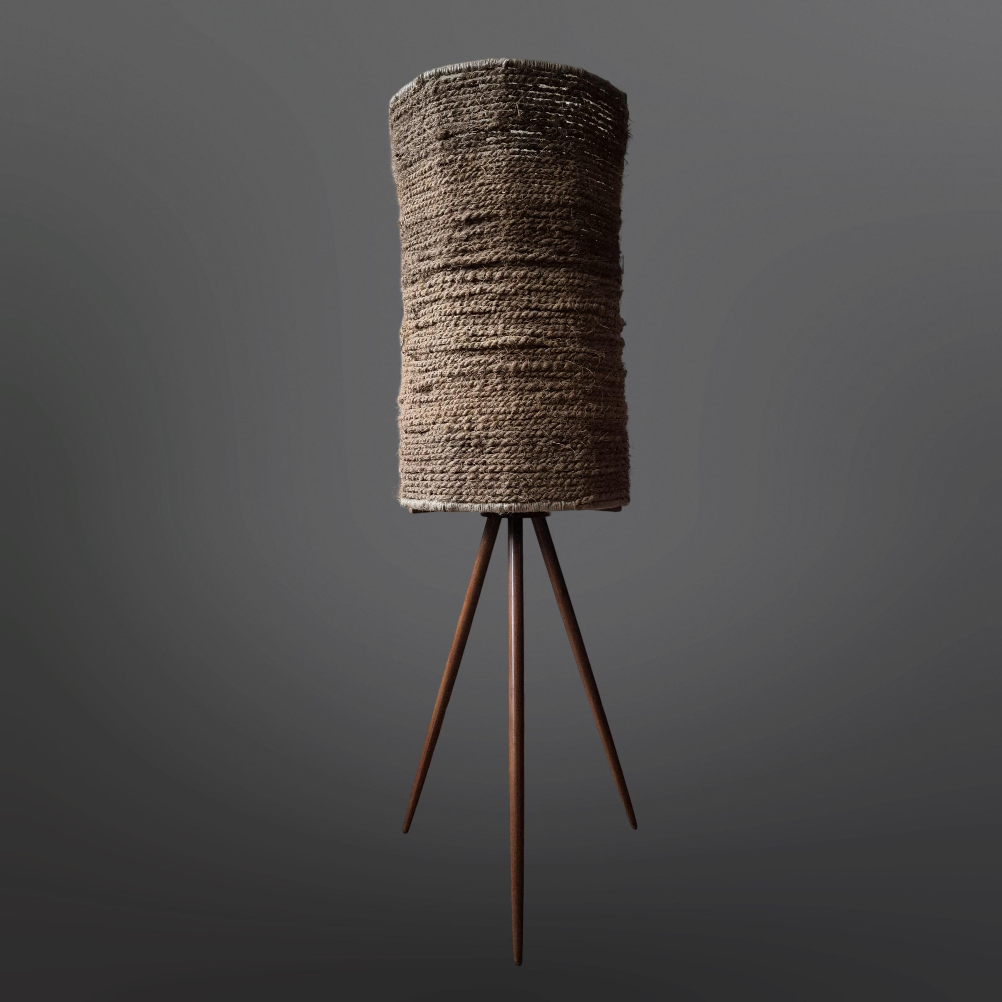 Wabi sabi natural fiber floor lamp, Denmark 1960s For Sale 7