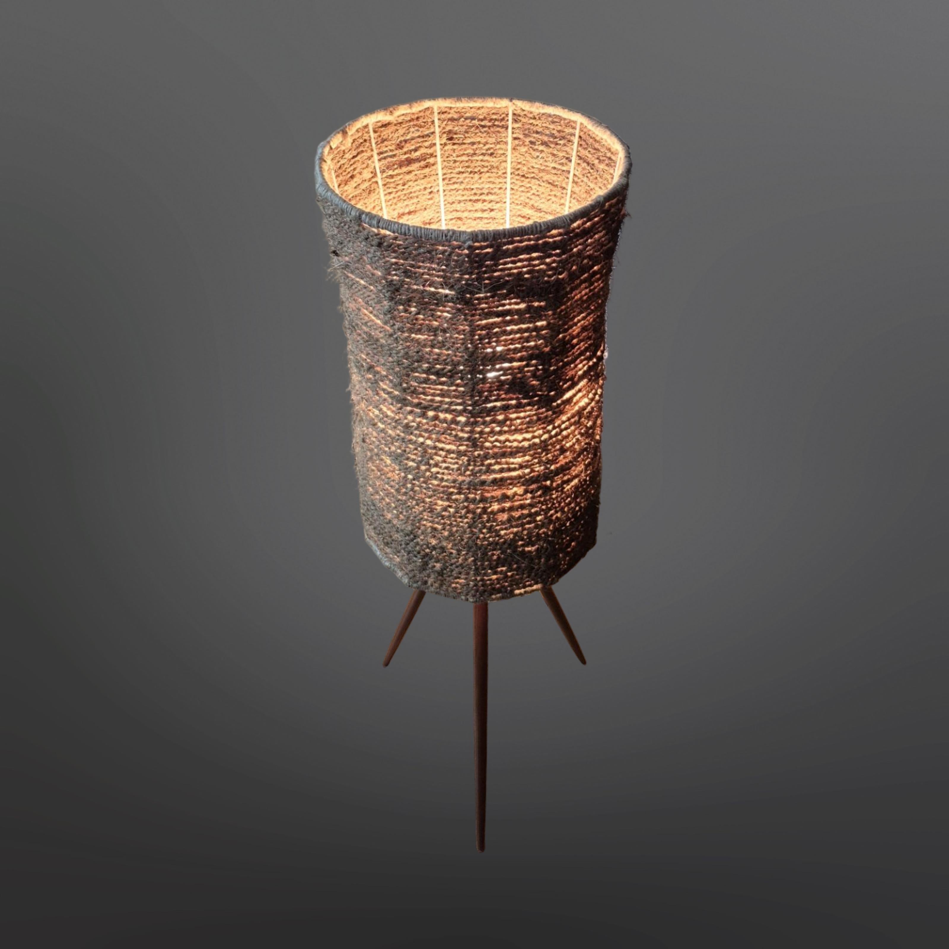 Scandinavian Modern Wabi sabi natural fiber floor lamp, Denmark 1960s For Sale
