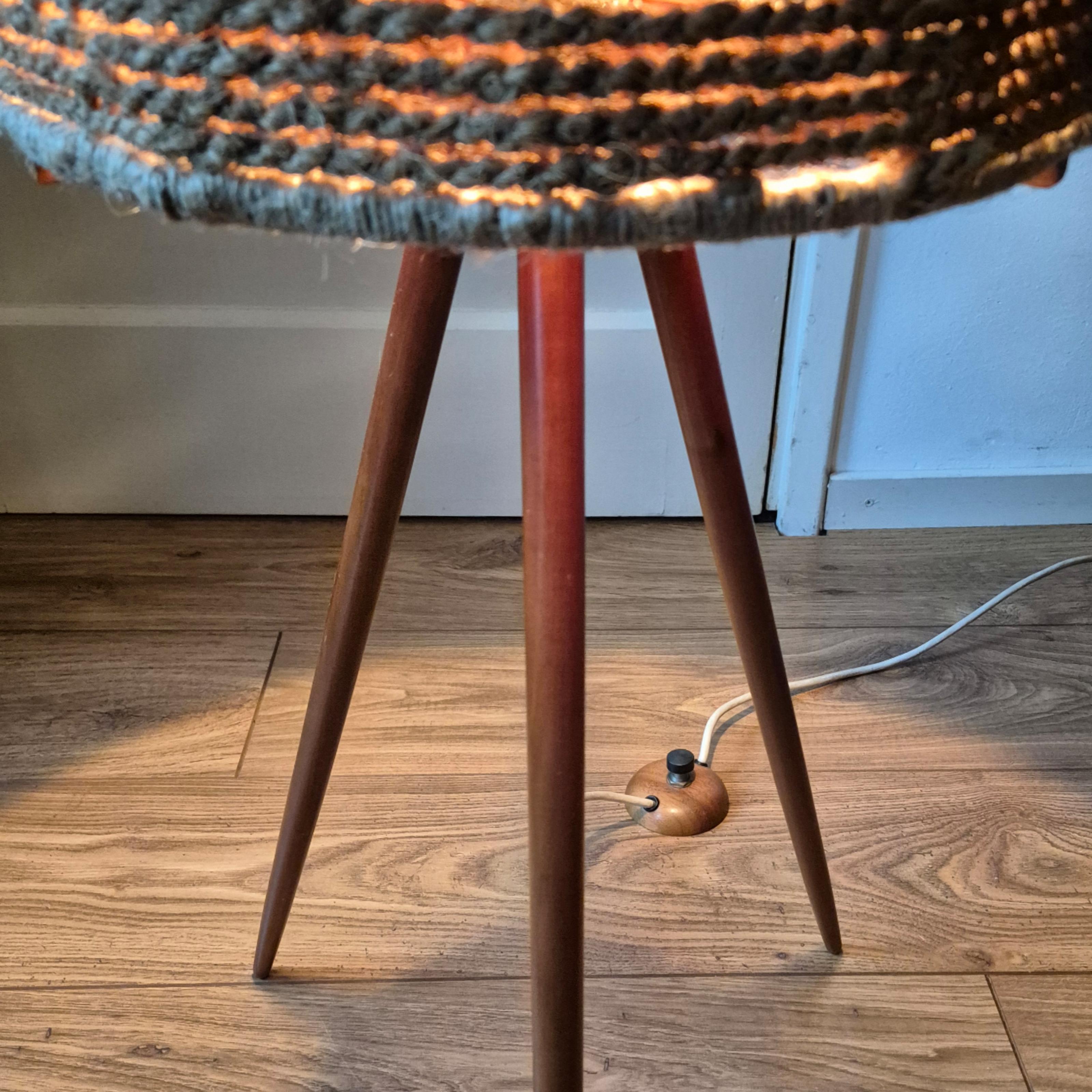 Wabi sabi natural fiber floor lamp, Denmark 1960s In Good Condition For Sale In ECHT, NL