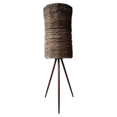 Lámpara de pie de fibra natural Wabi sabi, Dinamarca Años 60