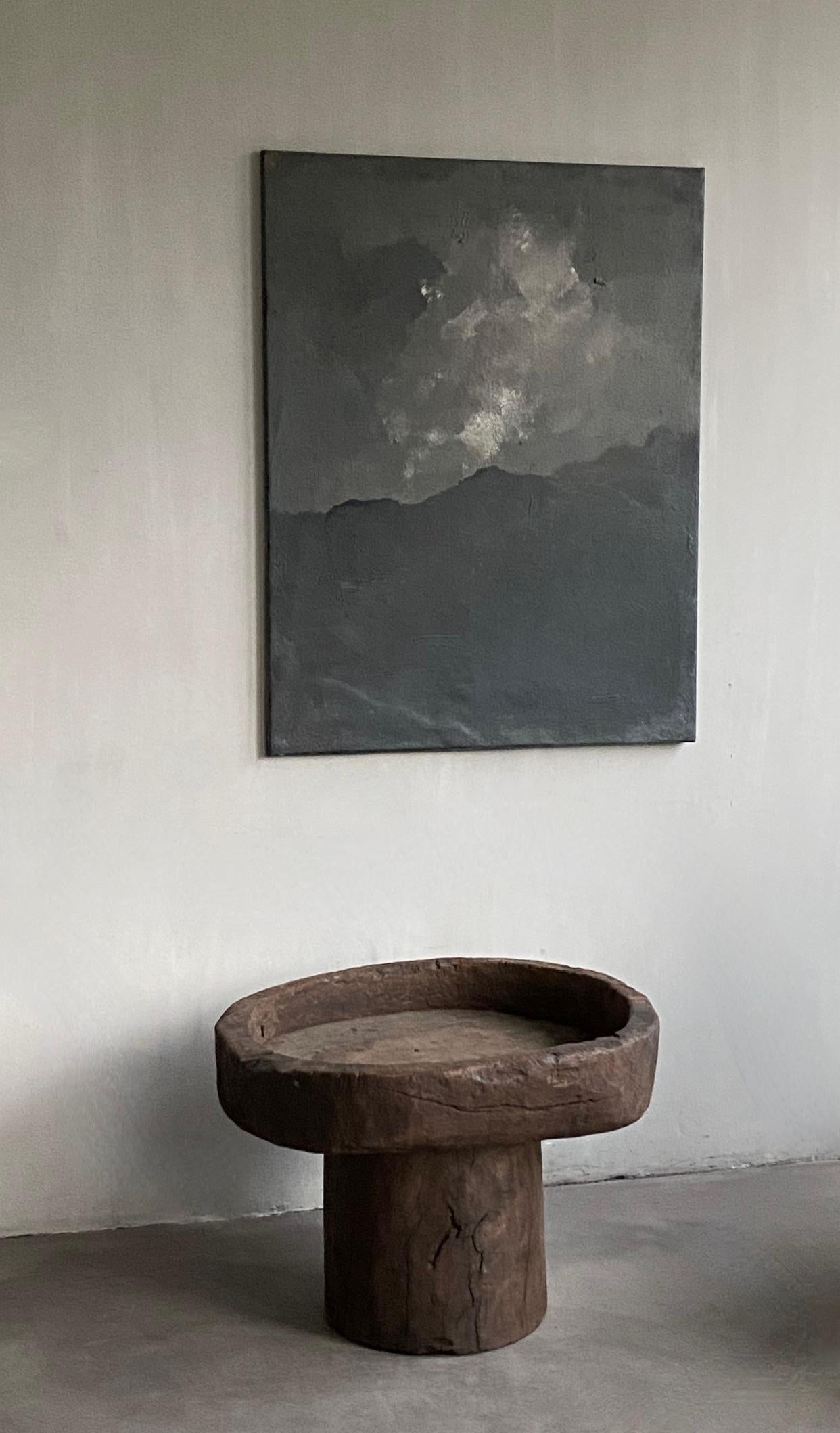 XXIe siècle et contemporain Table d'appoint en chêne Wabi Sabi