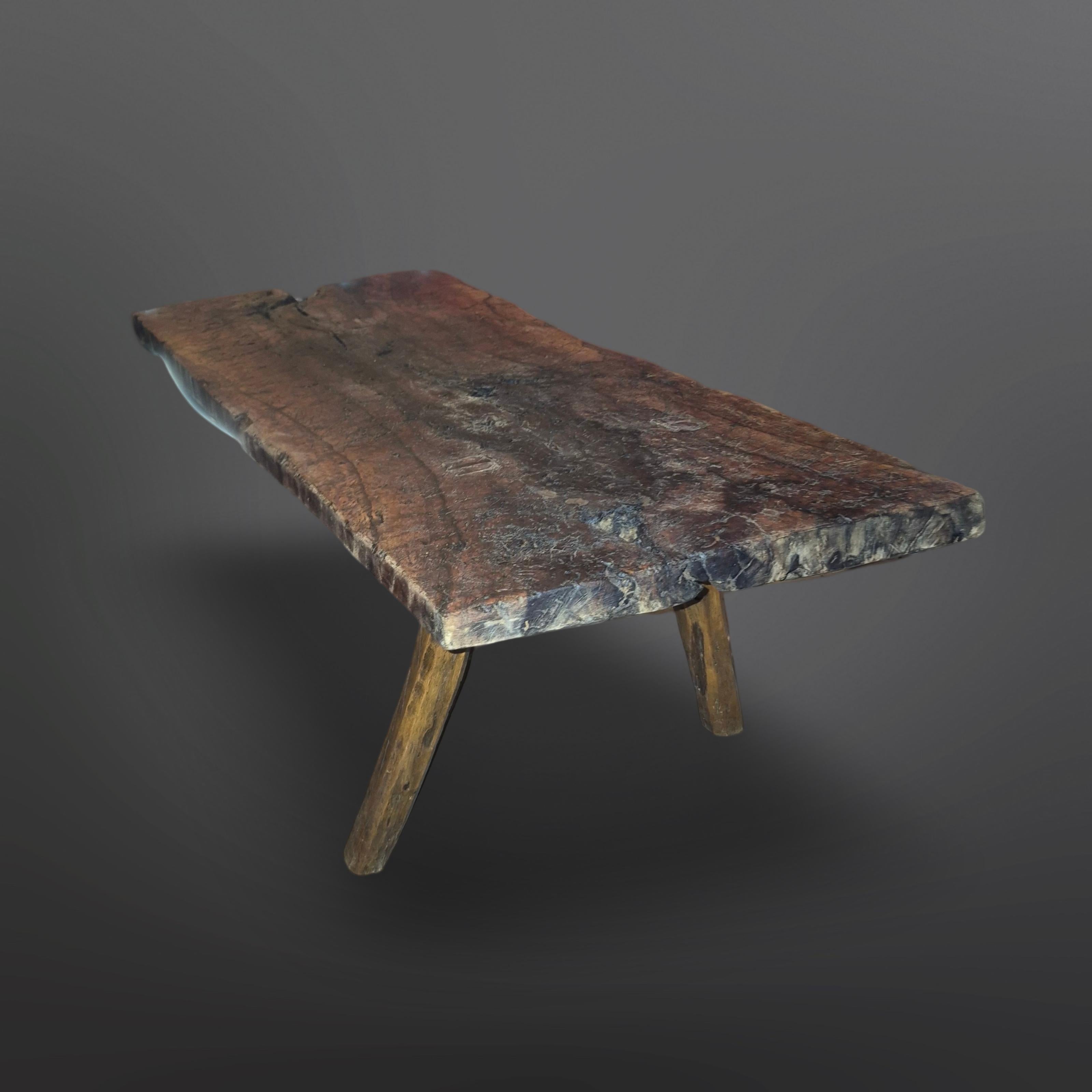 Wabi sabi one piece top tripod coffee table, France 1950s 2