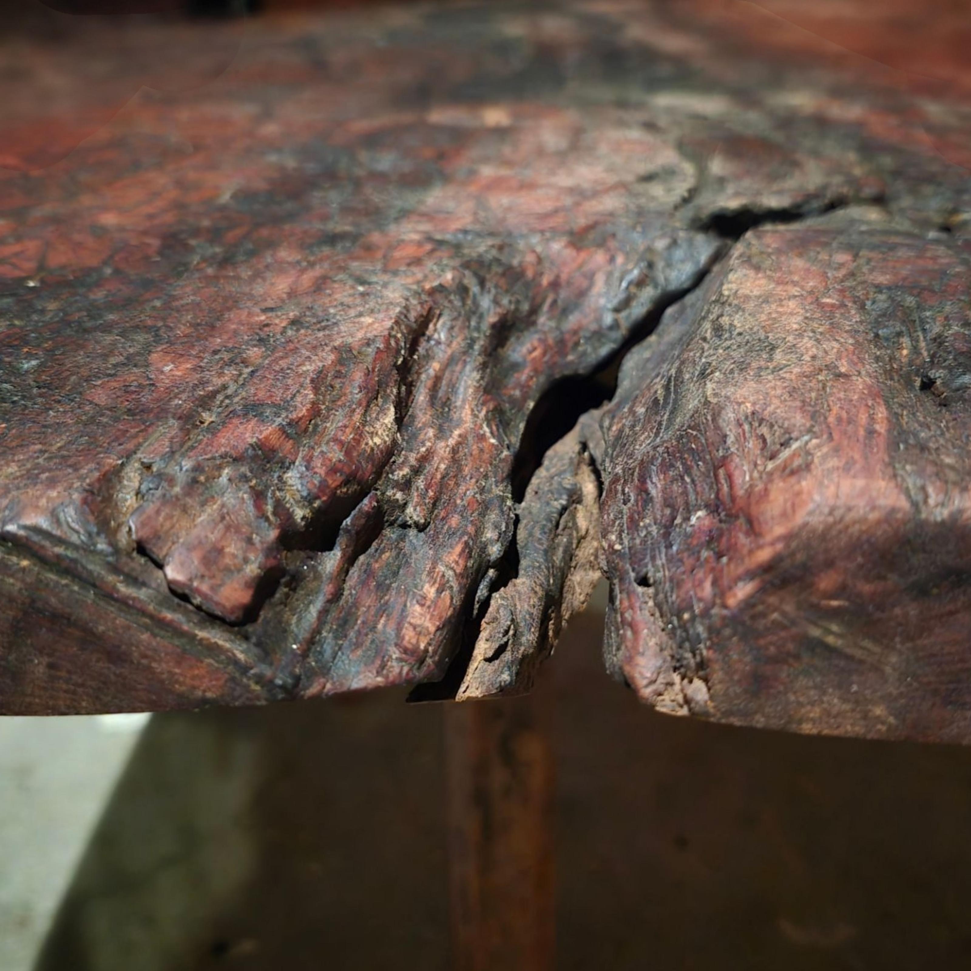 French Wabi sabi one piece top tripod coffee table, France 1950s