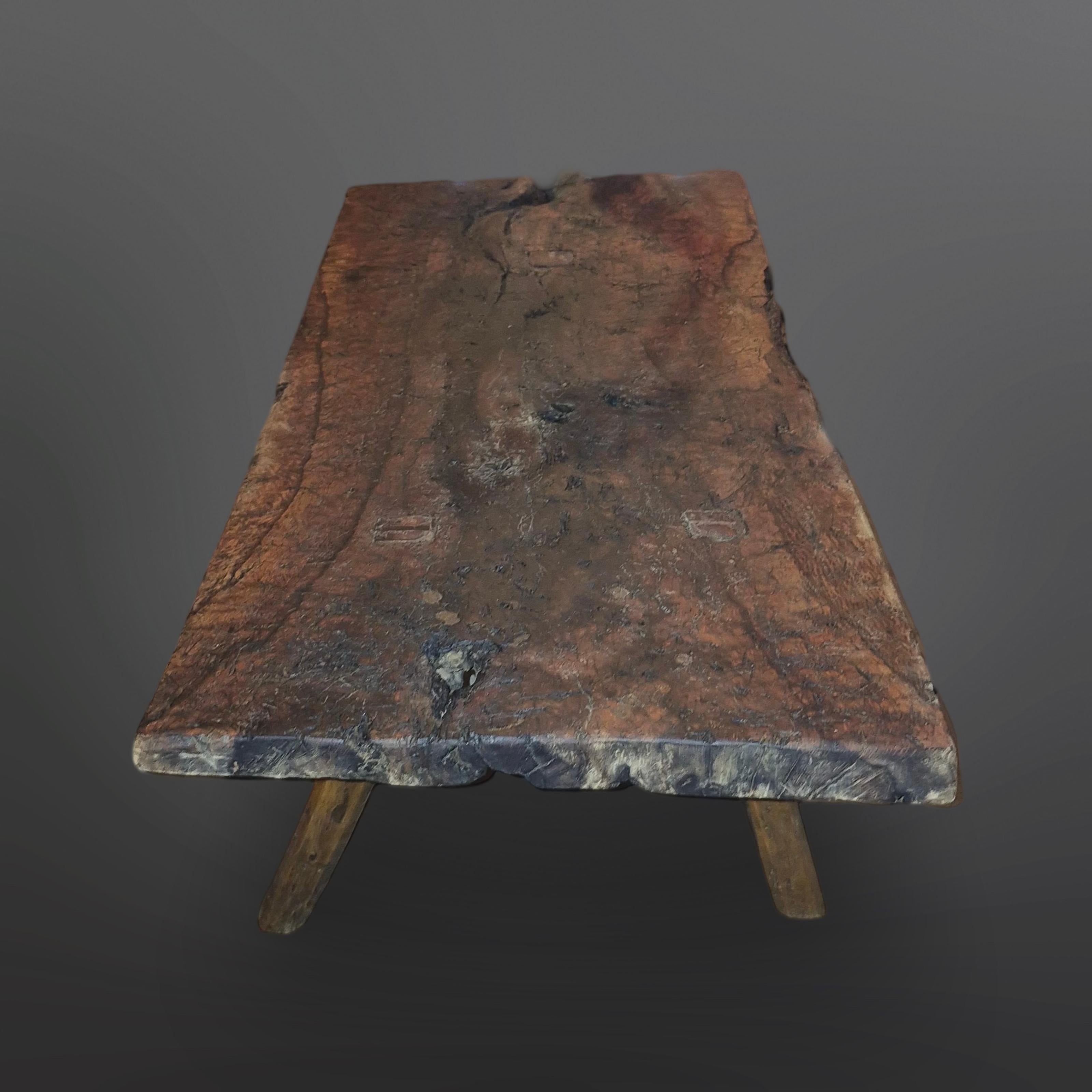 20th Century Wabi sabi one piece top tripod coffee table, France 1950s