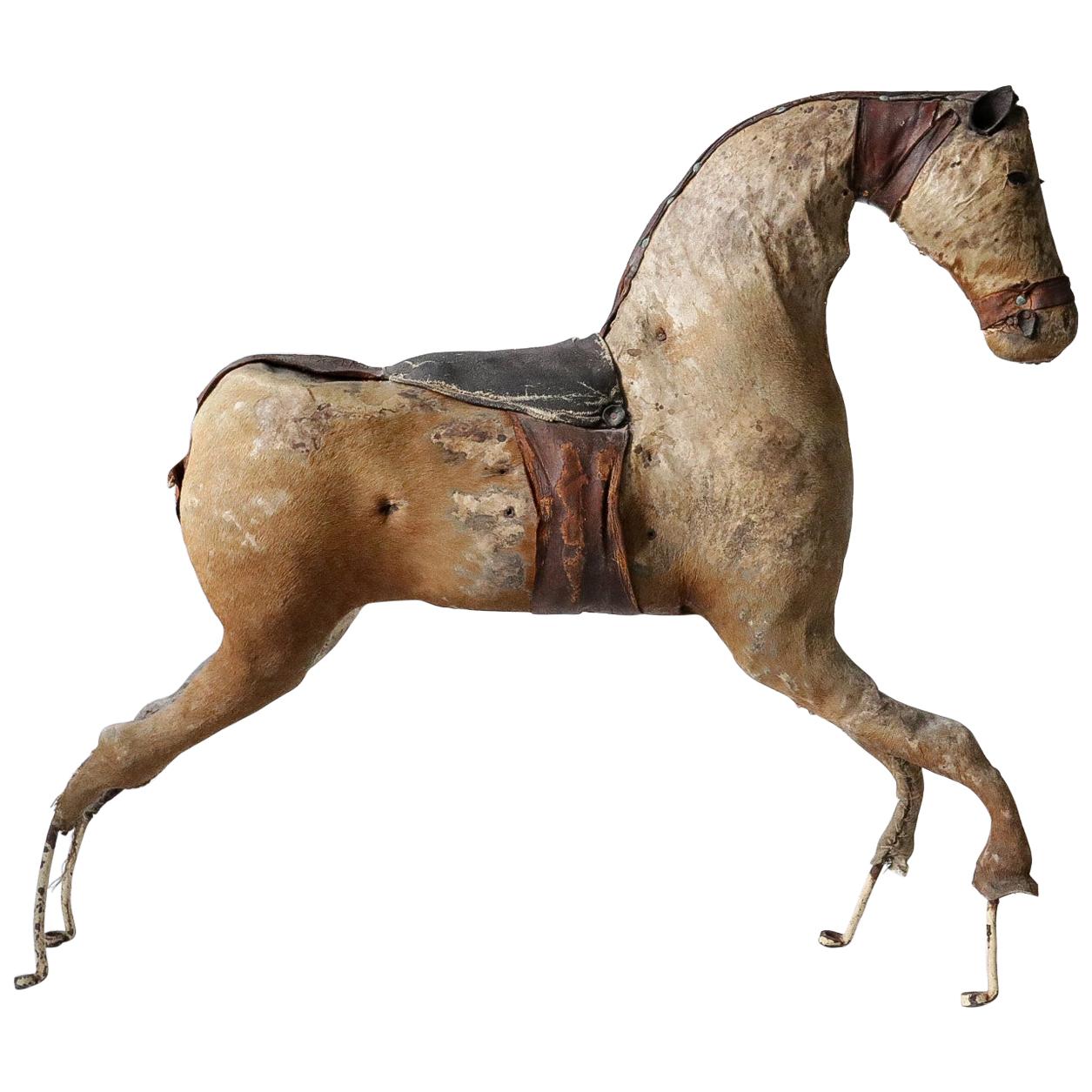 Wabi Sabi Perfect Imperfect 19th Century French Horse Real Horseskin For Sale