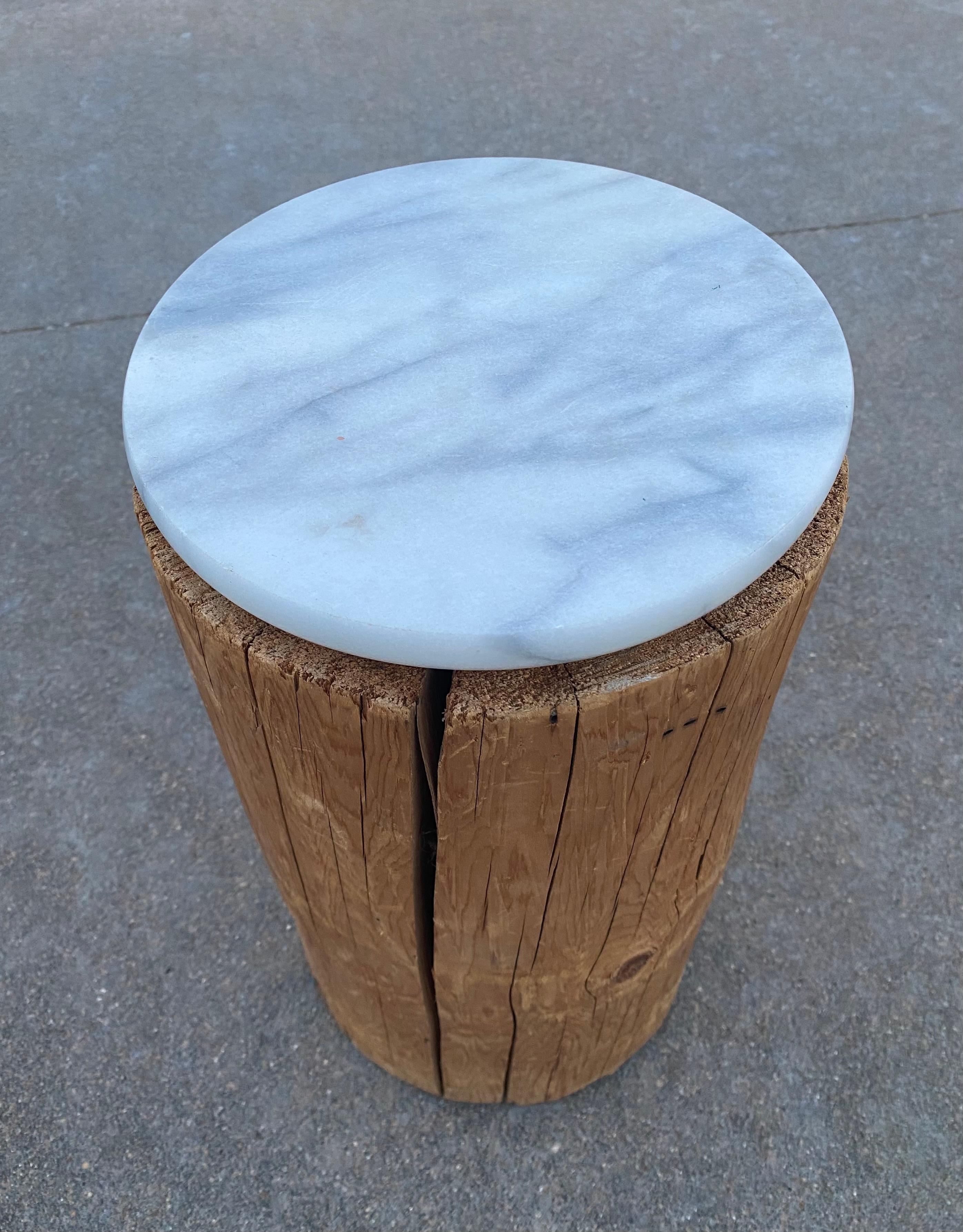 20ième siècle Table à boire Sabi Pine + Marbre Wabi Sabi en vente