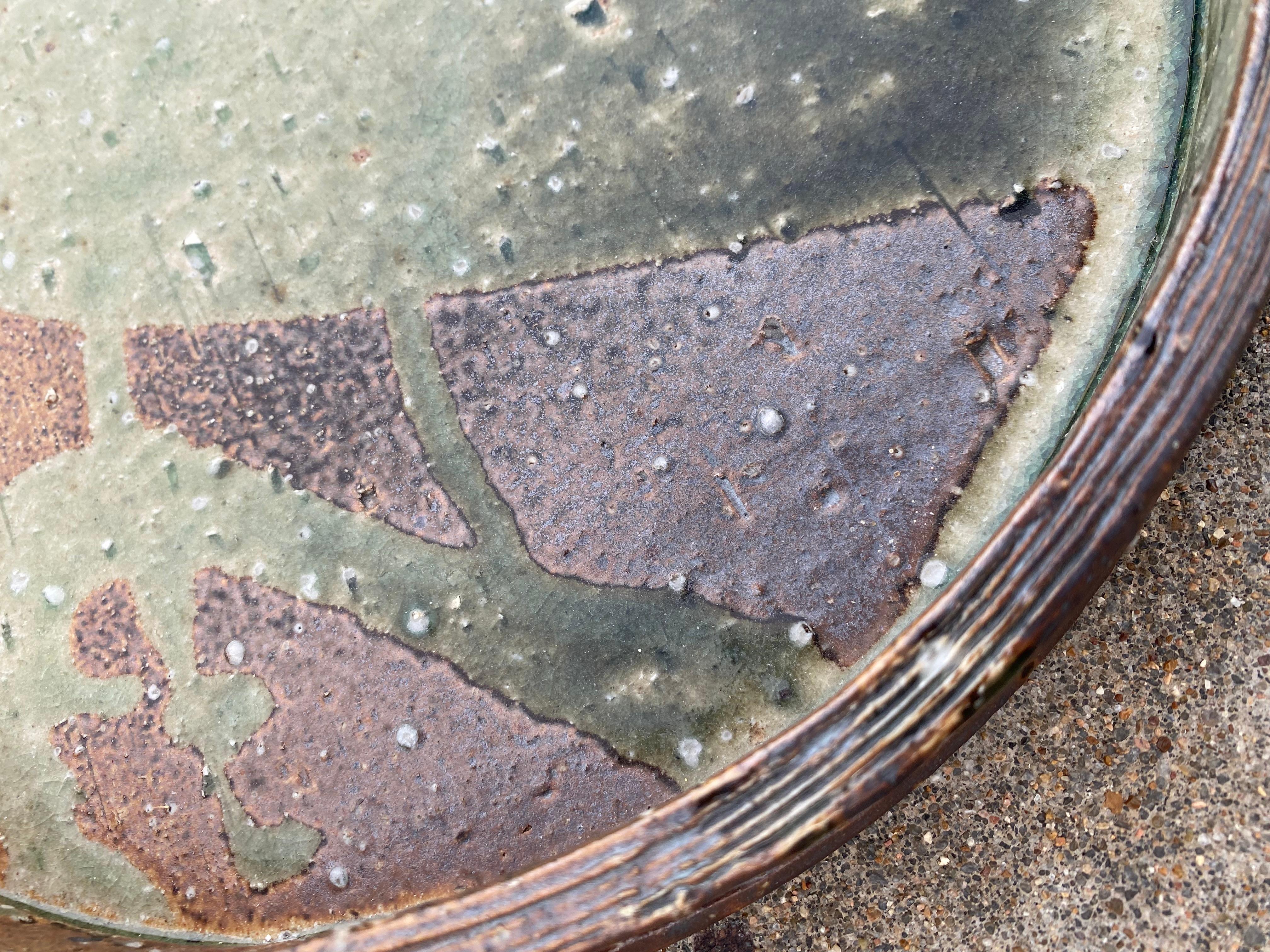 American Wabi Sabi Pottery in Emerald Green + Celadon For Sale