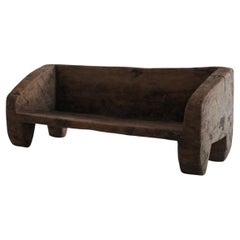 Vintage Wabi Sabi Primitive Dug-Out Caldas Style Elm Bench