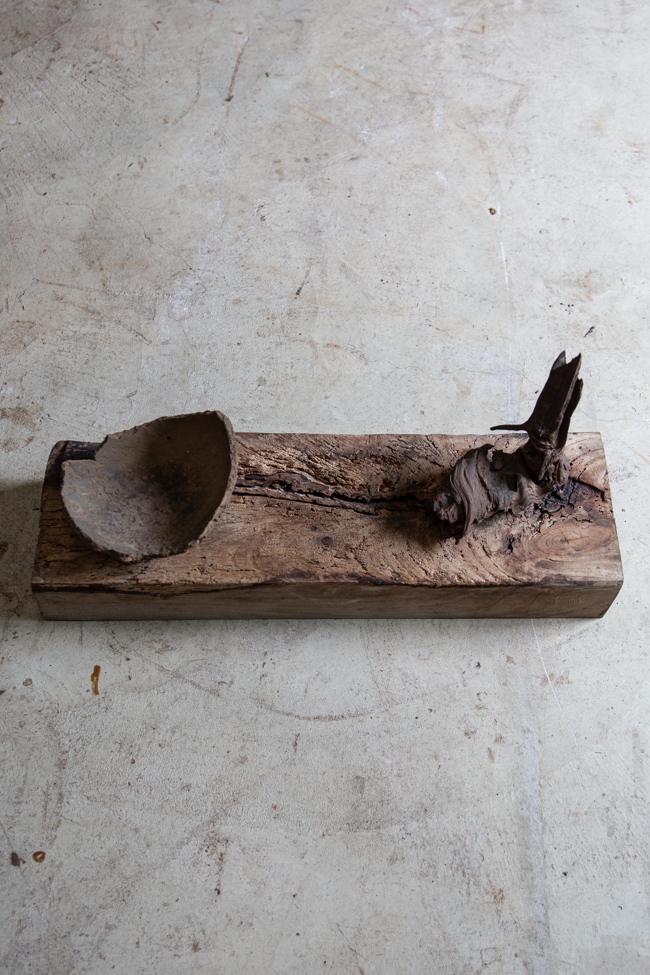 scultura in legno giapponese rustica wabi sabi, espositore astratto Dai, bonsai In condizioni buone in vendita a 常陸大宮市, JP