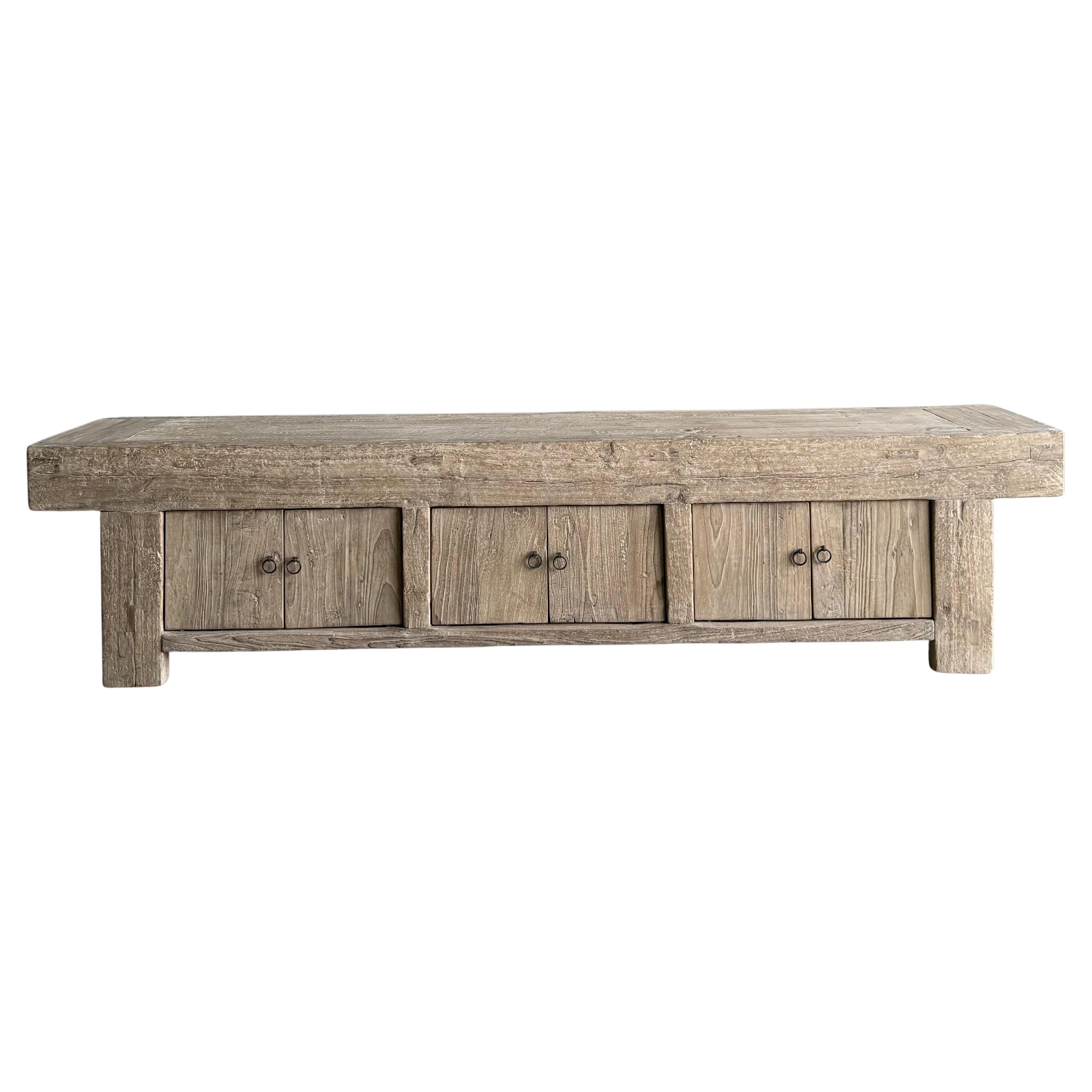 Wabi Sabi Reclaimed Elm Wood Bench with Storage