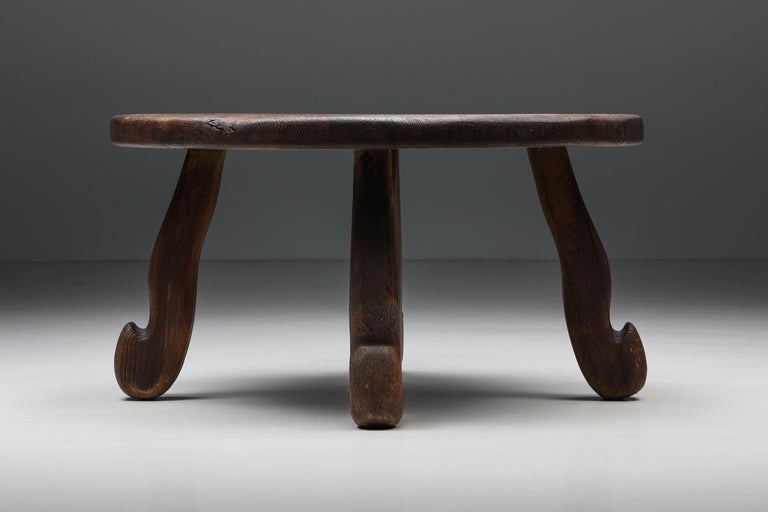 Wabi-Sabi rustic coffee table with hook legs, oriental-inspired, the 1940s

This rustic coffee table is inspired by the wabi-sabi philosophy. It embraces the imperfections of the wood. You can clearly see where the wood meets each other, creating