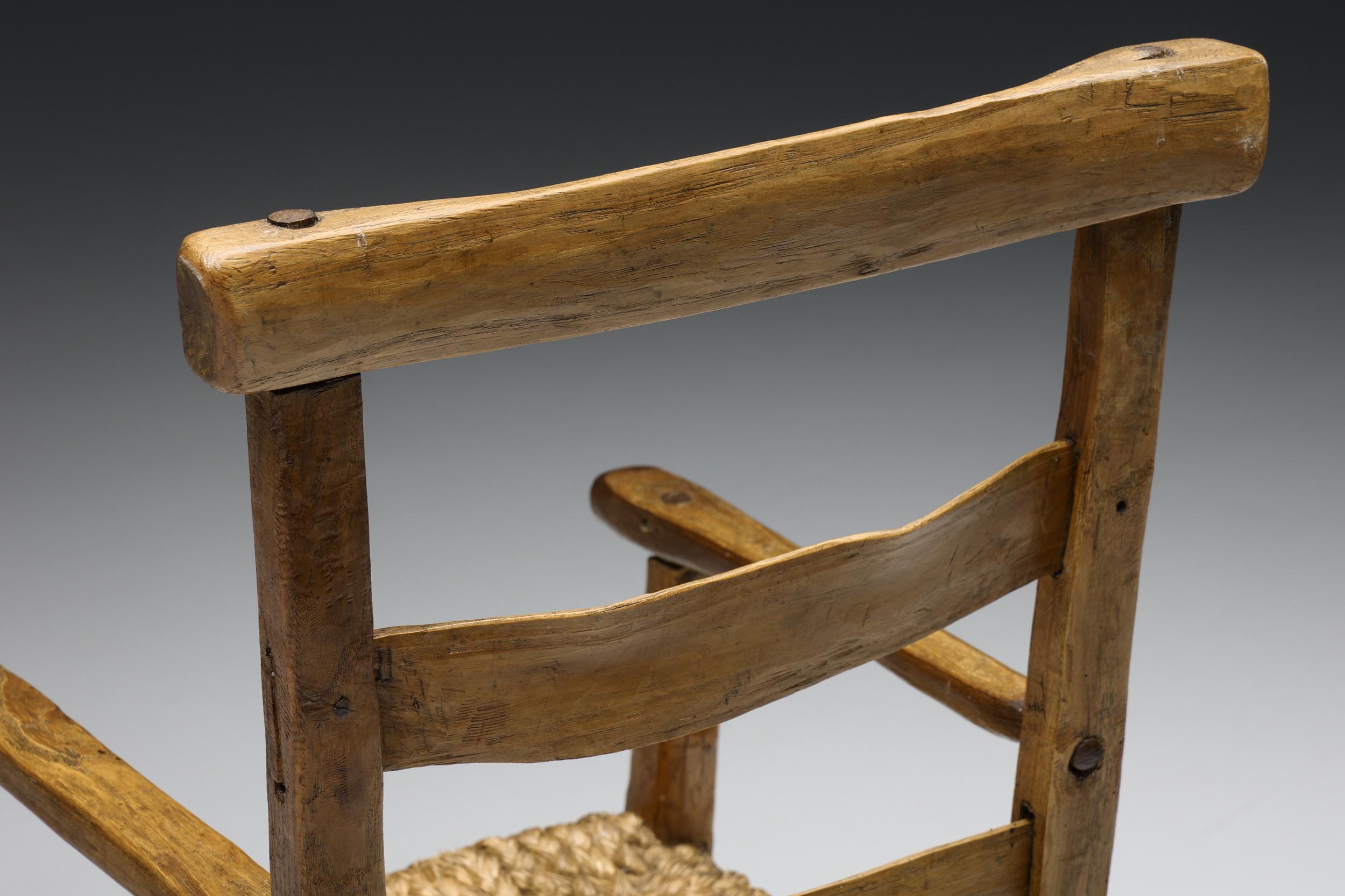 Wabi-Sabi Rustic Cord Arm Chair, 1940s 7