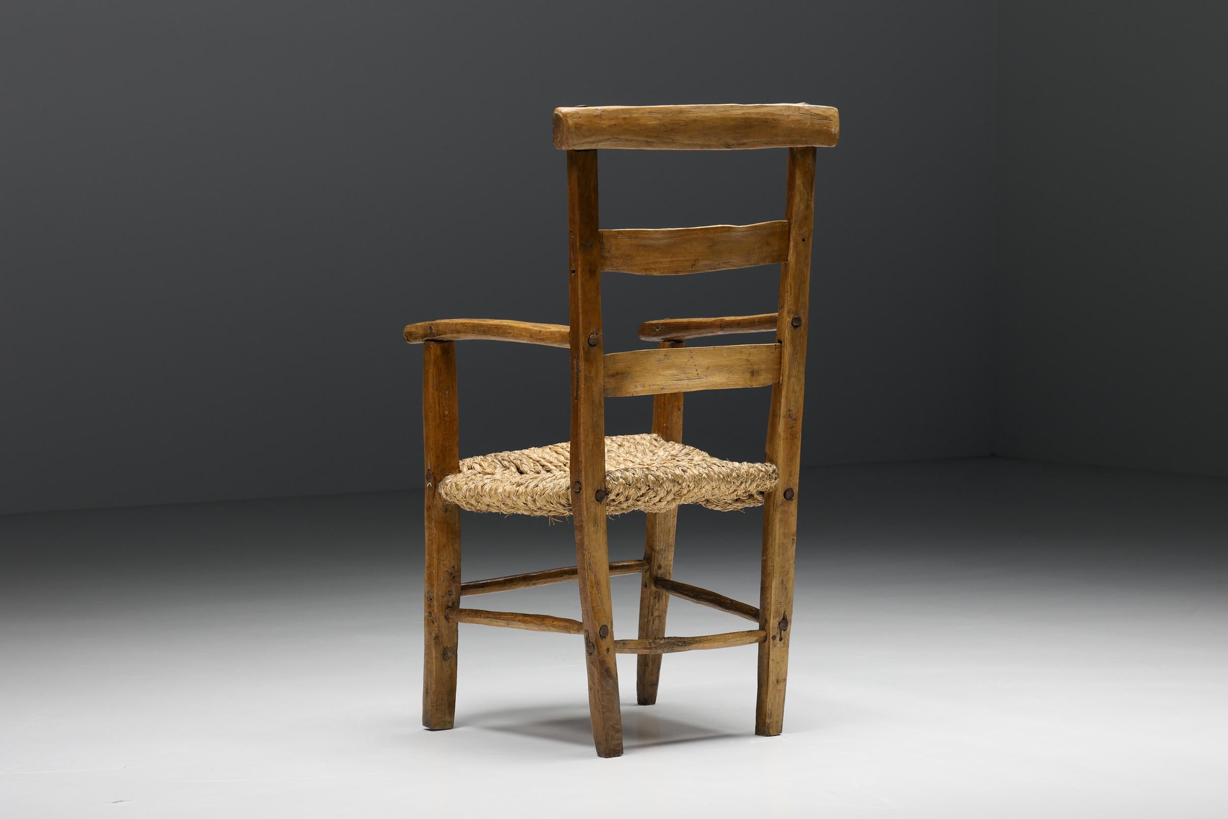 Wabi-Sabi Rustic Cord Arm Chair, 1940s 2