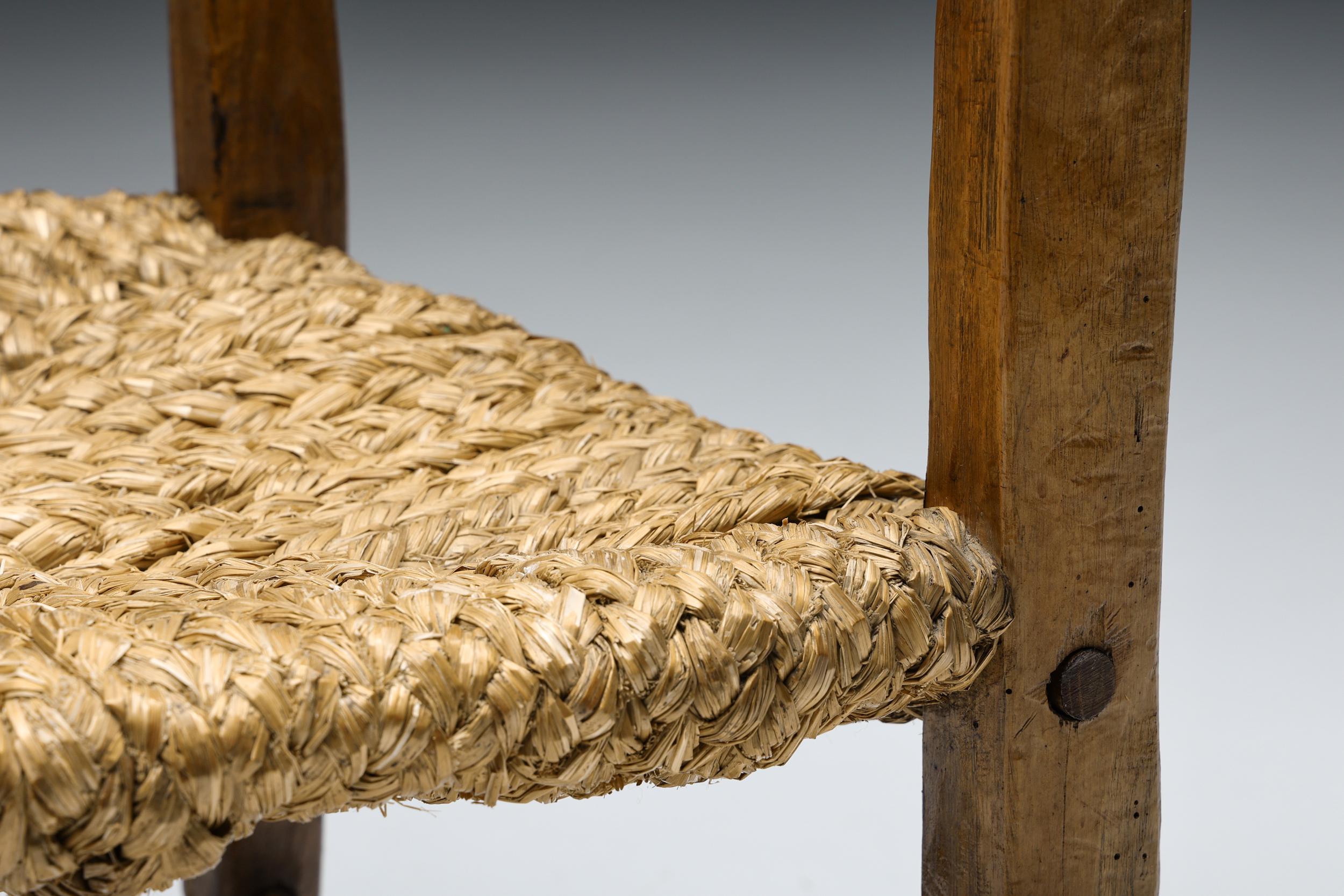 Wabi-Sabi Rustic Cord Arm Chair, 1940s 4