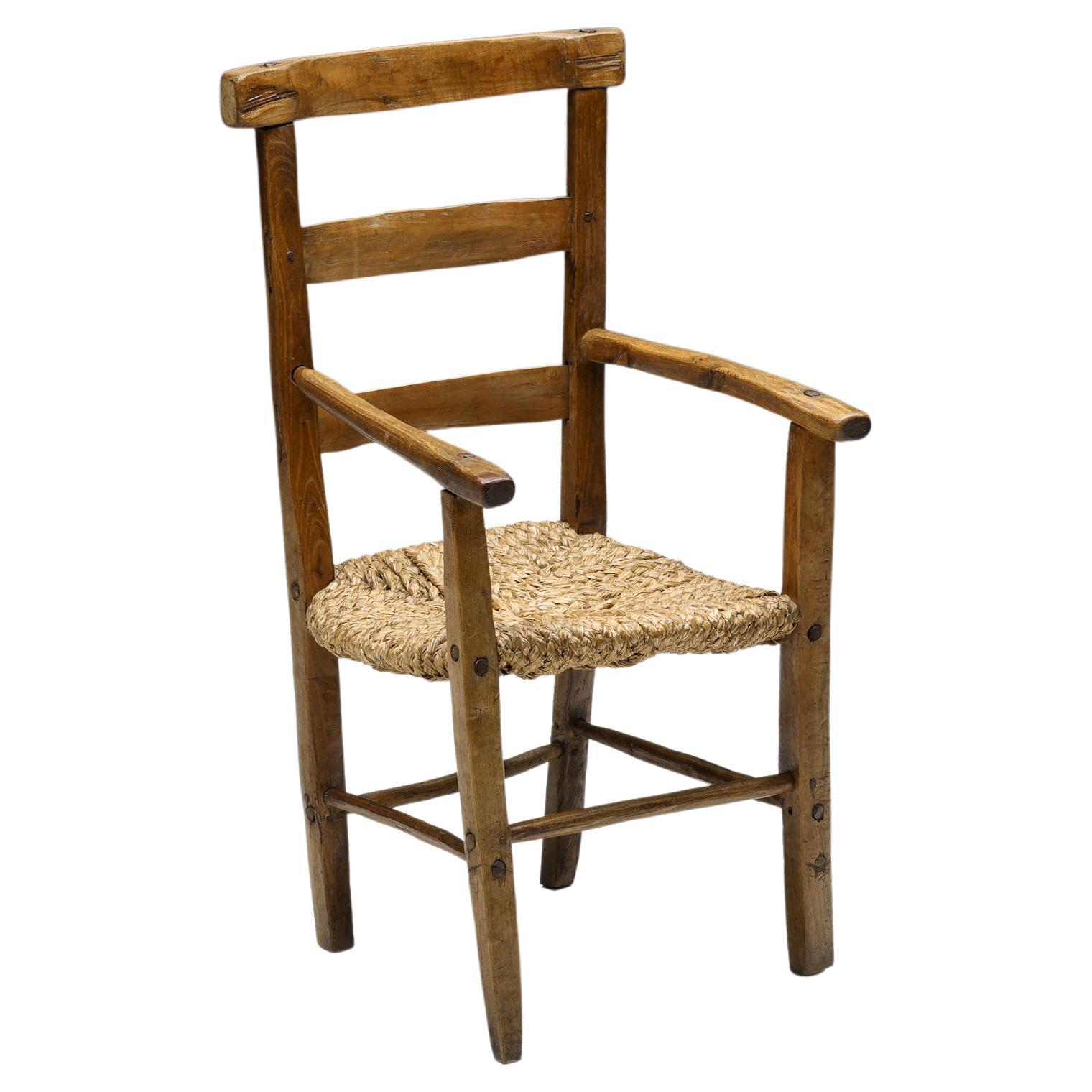 Wabi-Sabi Rustic Cord Arm Chair, 1940s