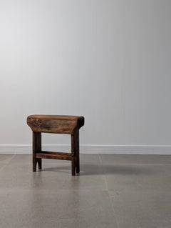 Wabi Sabi Rustic Solid Pine Saddle Stool, Cowboy Style Seating, 1970s