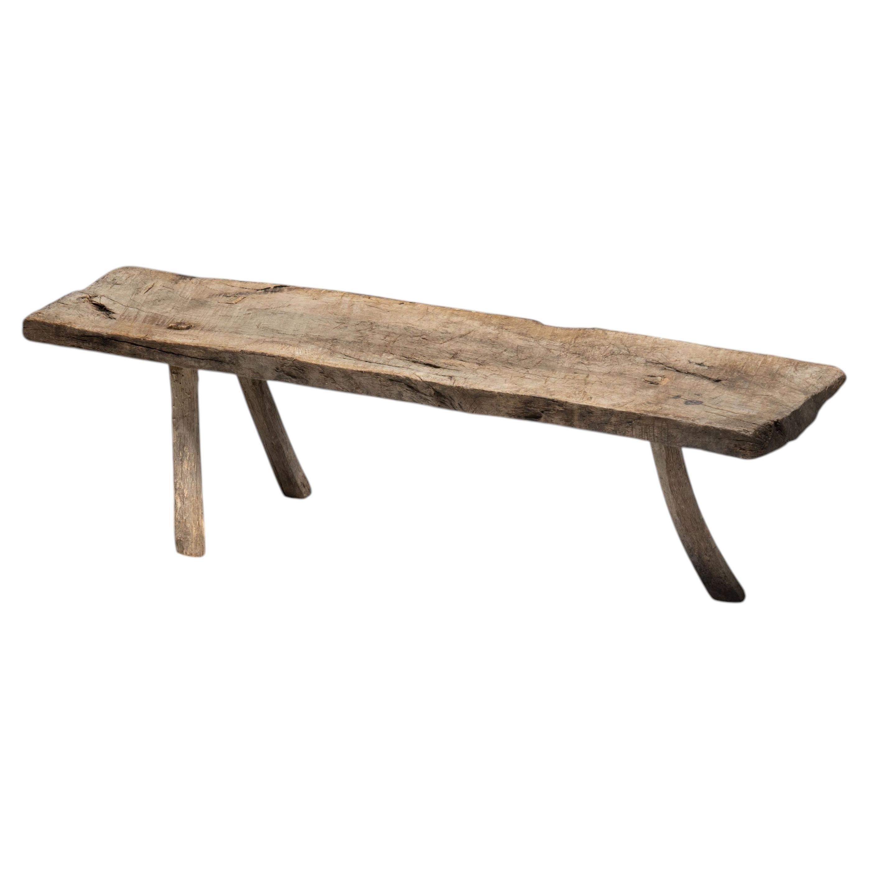 Wabi Sabi Rustic Tripod Bench, France, 19th Century