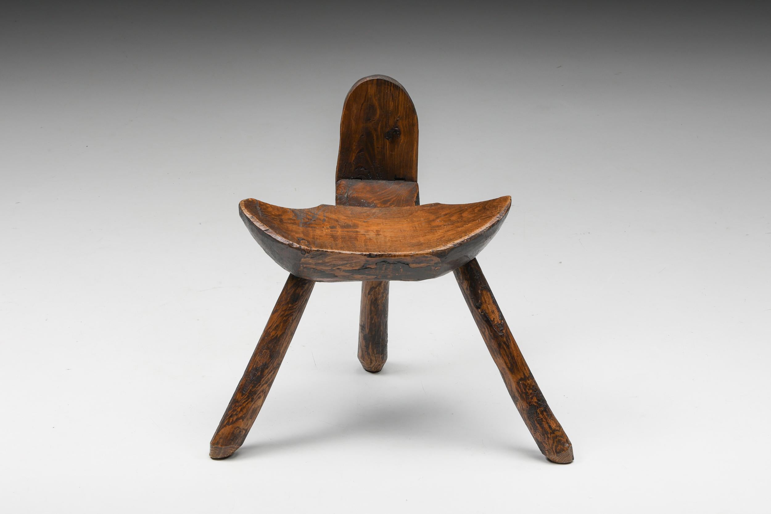 Wabi-Sabi rustic tripod stool, woodgrain pattern, Patina, Organic, 1940's


This rustic tripod stool is a real eye-catcher. It sits comfortably and the wood has a remarkable wooden grain pattern that highlights the character of the French