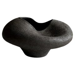 Wabi Sabi Sculptural Textured Black Small Stoneware Vase by Maku Ceramic