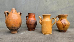 Wabi-Sabi Antique Mediterranean Terracotta Jug – 19th Century Rustic Folk Potter