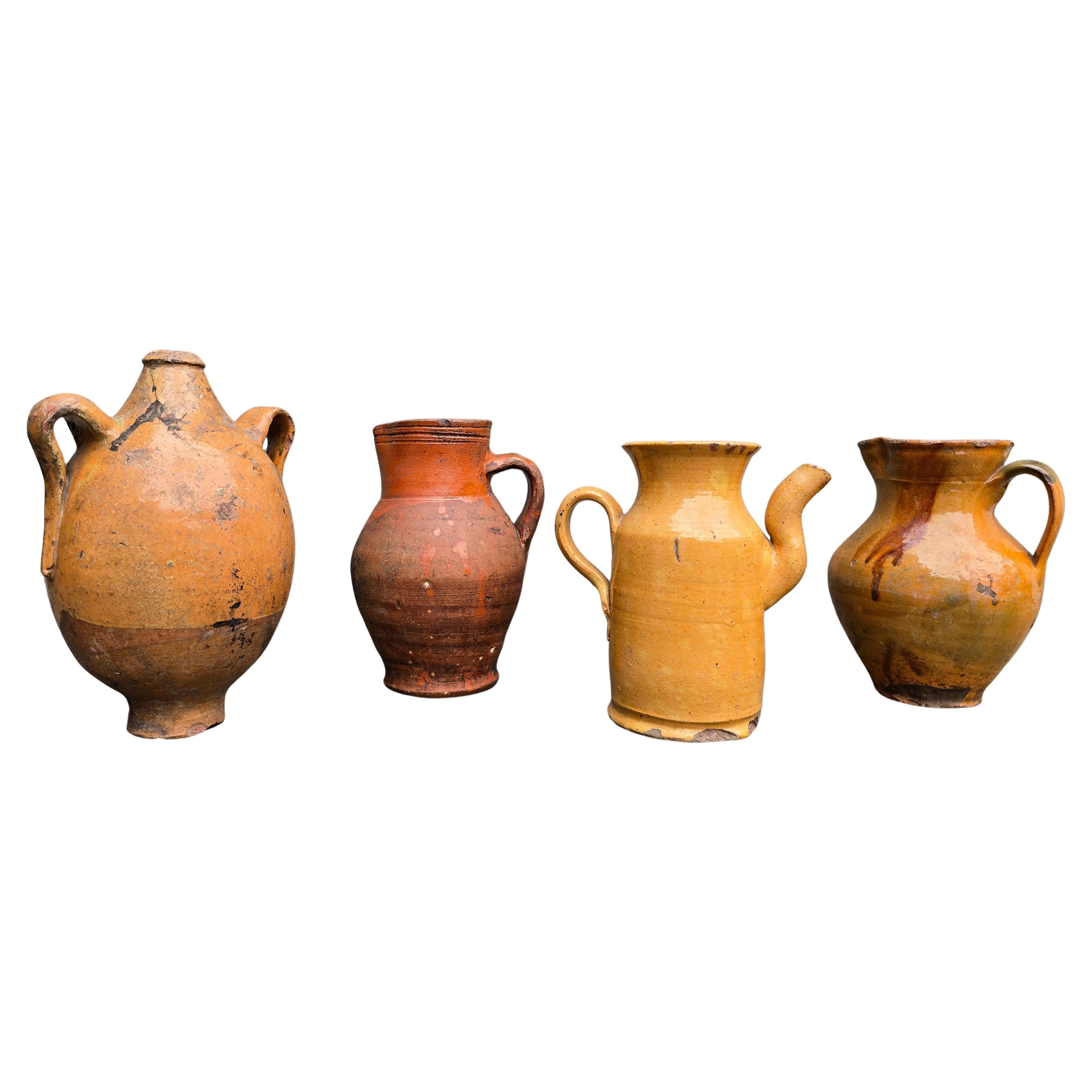 Wabi-Sabi Antique Mediterranean Terracotta Jug – 19th Century Rustic Folk Potter
