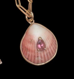 WABI SABI SHELL PENDANT, Natural Shell, Pink Tourmaline & 14k Gold