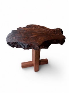 Wabi-sabi Side Table in Redwood and Mahogany Nakashima Inspired