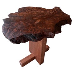 Wabi-sabi Side Table in Redwood and Mahogany Nakashima Inspired
