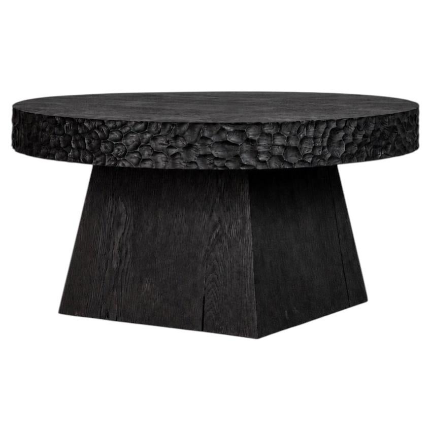 Sculptural Wabi-Sabi Coffee Table in Solid Oak by Sergio Vulpe, 70cm. In Stock