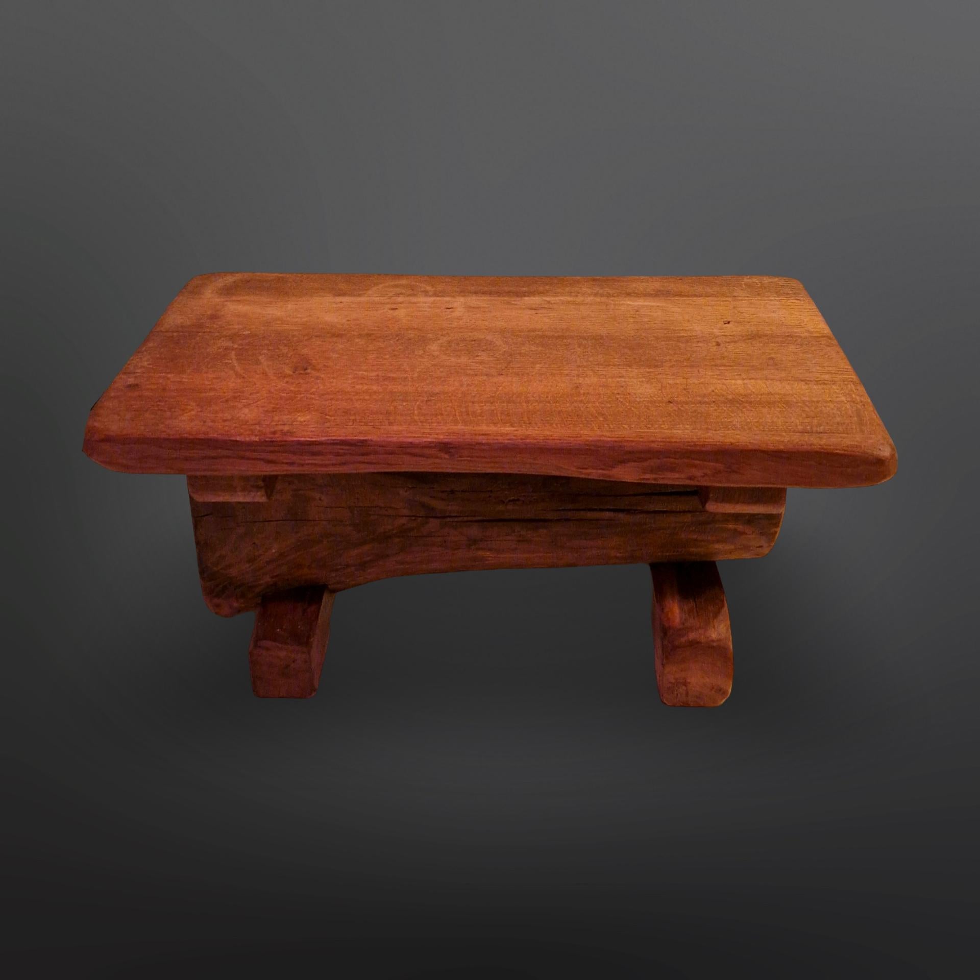 Wabi sabi solid wood side table, Netherlands 1960s For Sale 1