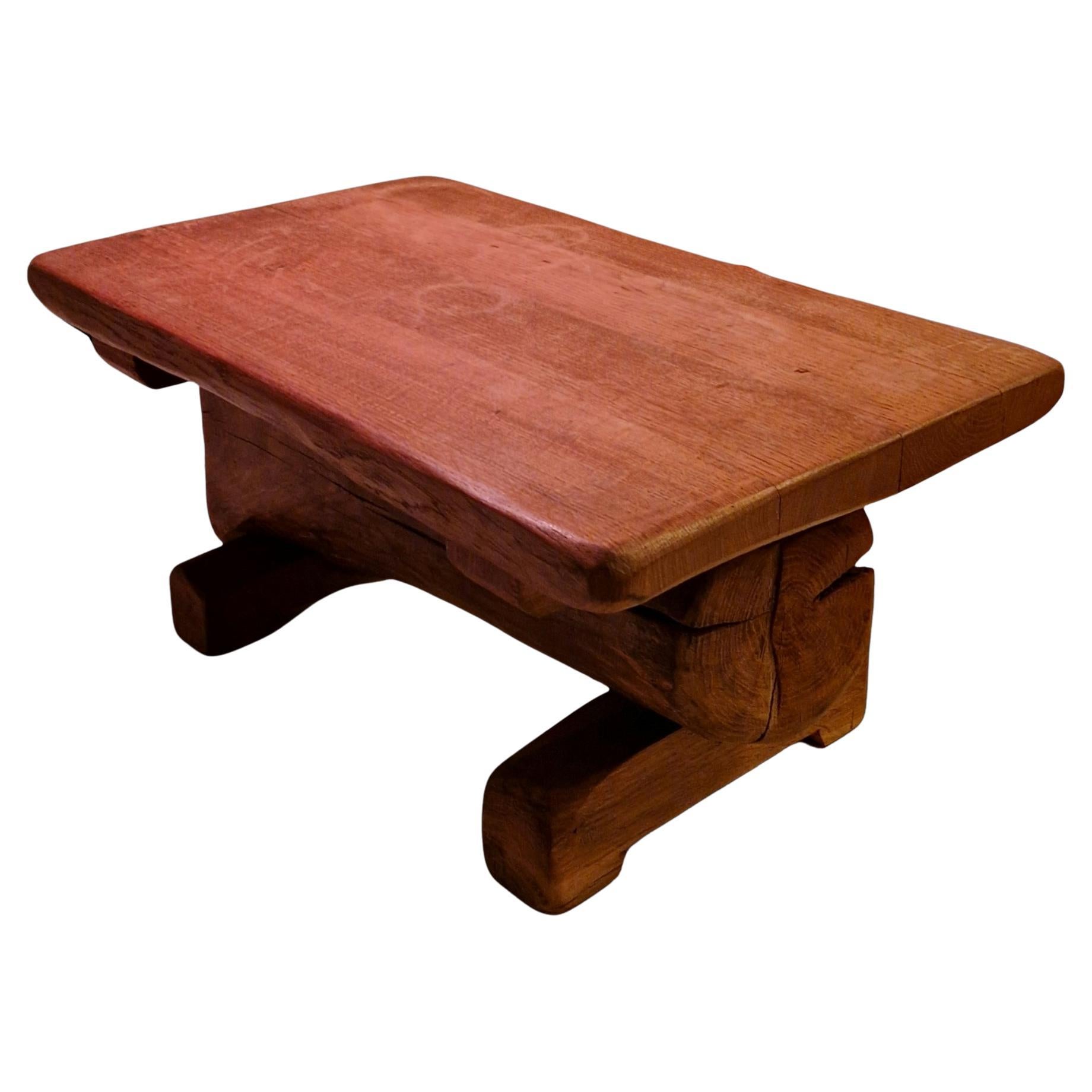 Wabi sabi solid wood side table, Netherlands 1960s For Sale