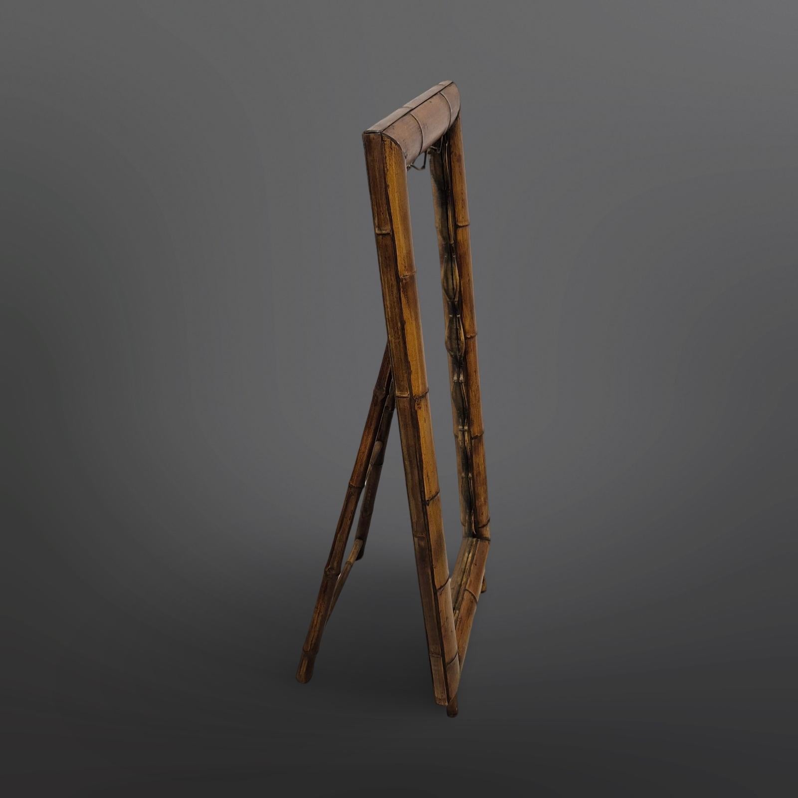 Wabi sabi standing mirror made from bamboo, France 1960s For Sale 5