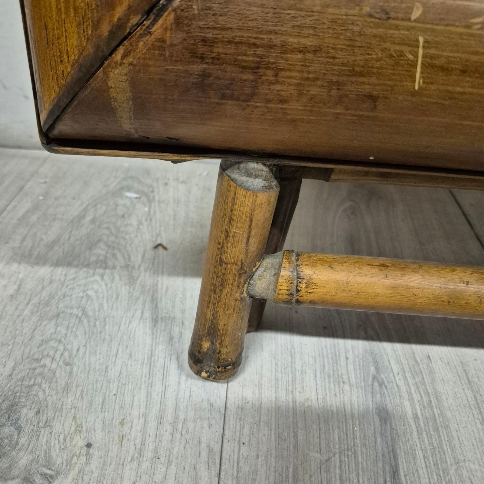 Hand-Crafted Wabi sabi standing mirror made from bamboo, France 1960s For Sale