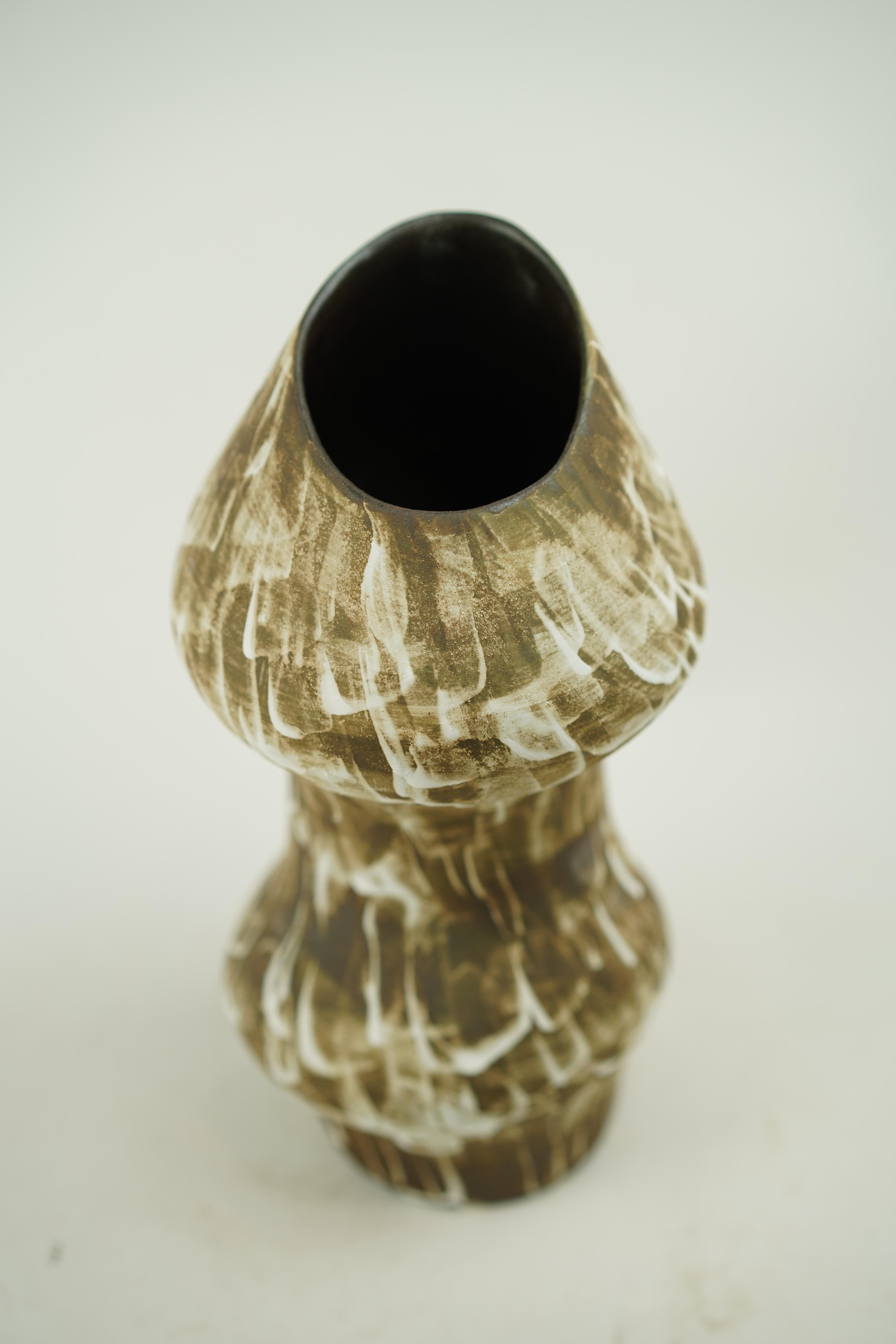 Asian Wabi Sabi Stippled Canyon Vase For Sale