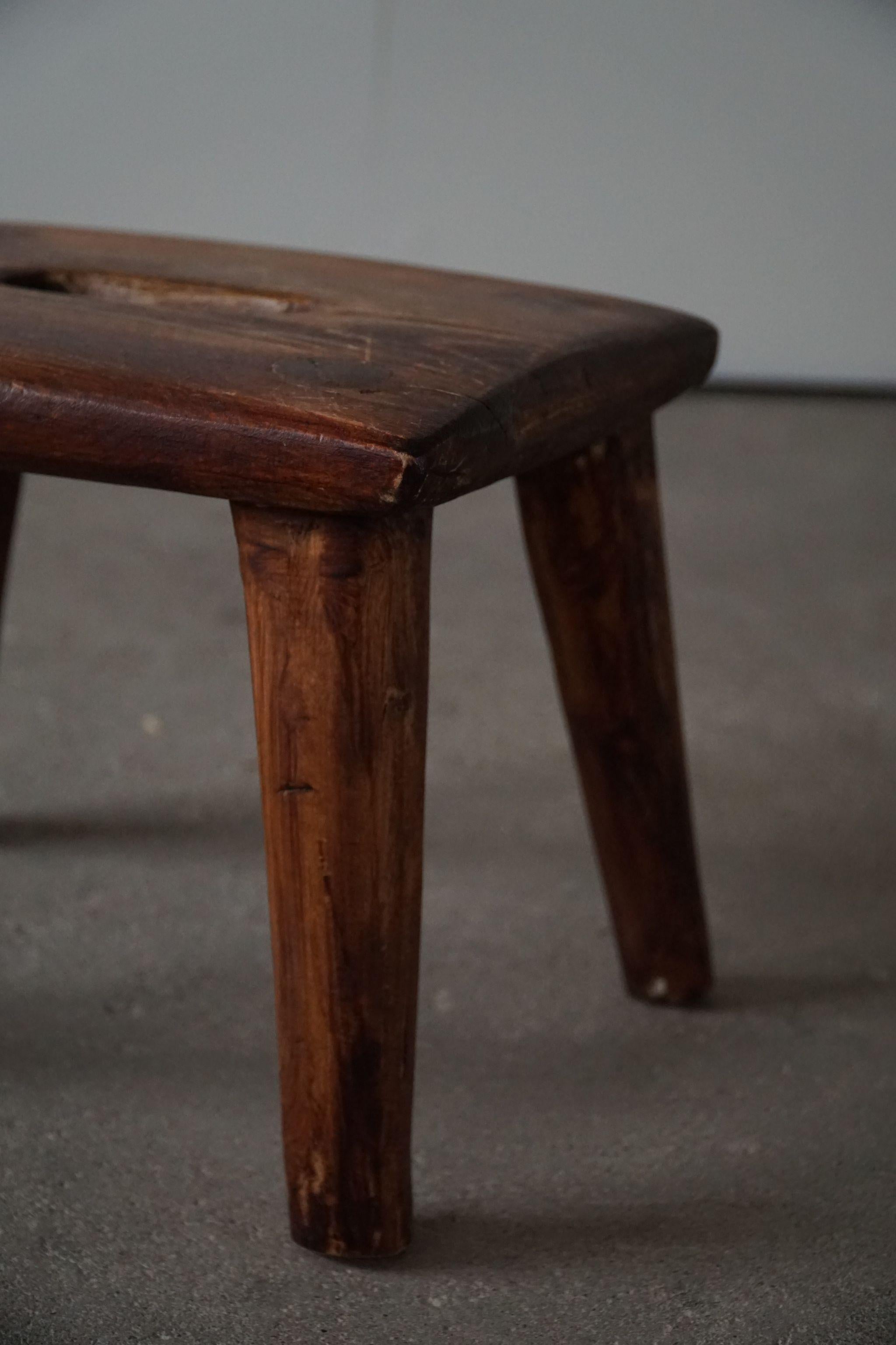 Wabi Sabi Stool in Solid Pine, Handcrafted by a Danish Cabinetmaker, 1960s For Sale 3