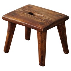Vintage Wabi Sabi Stool in Solid Pine, Handcrafted by a Danish Cabinetmaker, 1960s