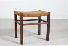 Wabi Sabi  Stool of Dark Stained Wood with Plaited Cord cirka  1950s