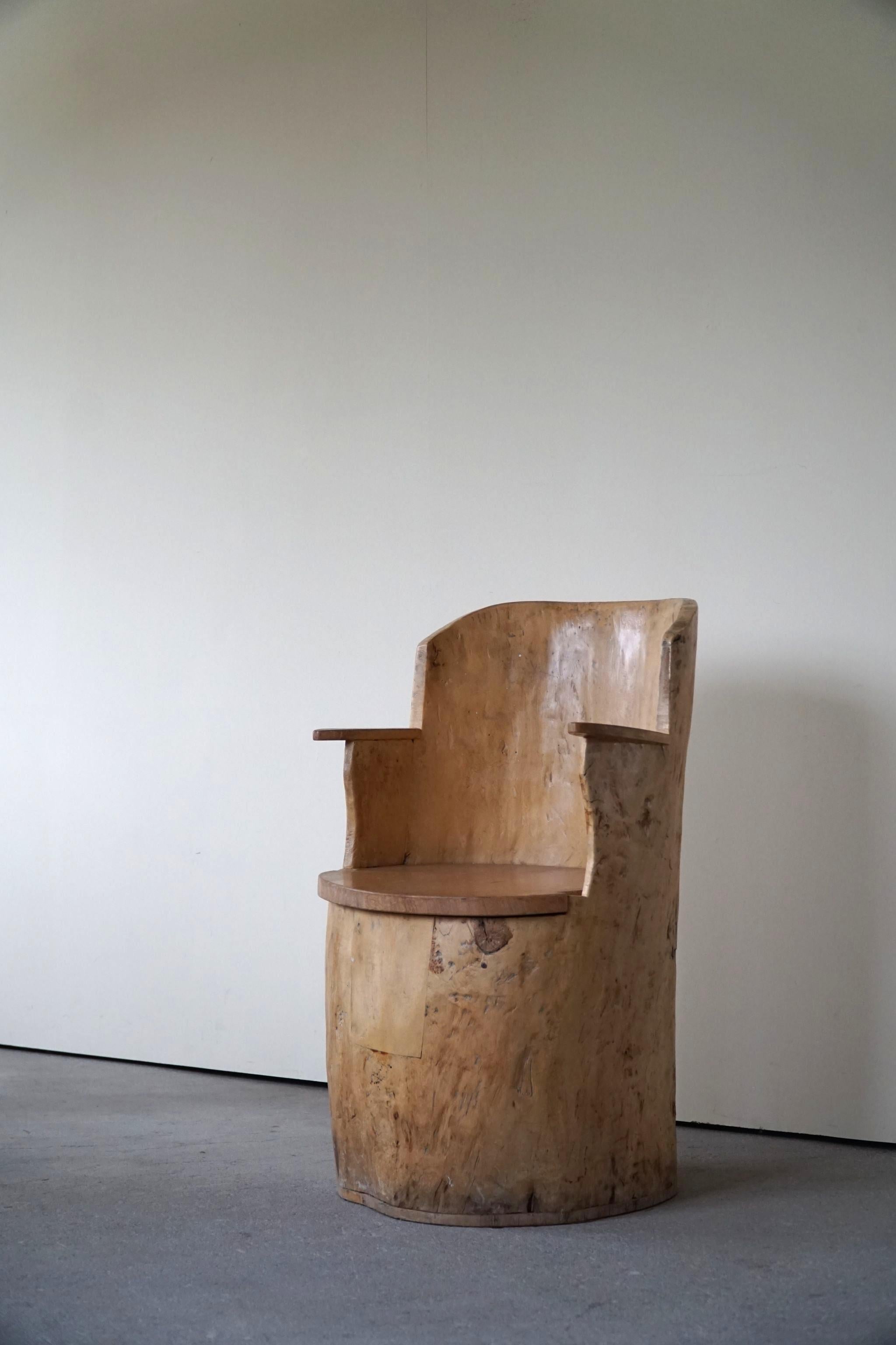 Wabi Sabi Stump Chair in Solid Birch, by a Swedish Cabinetmaker, Modern, 1950s For Sale 5