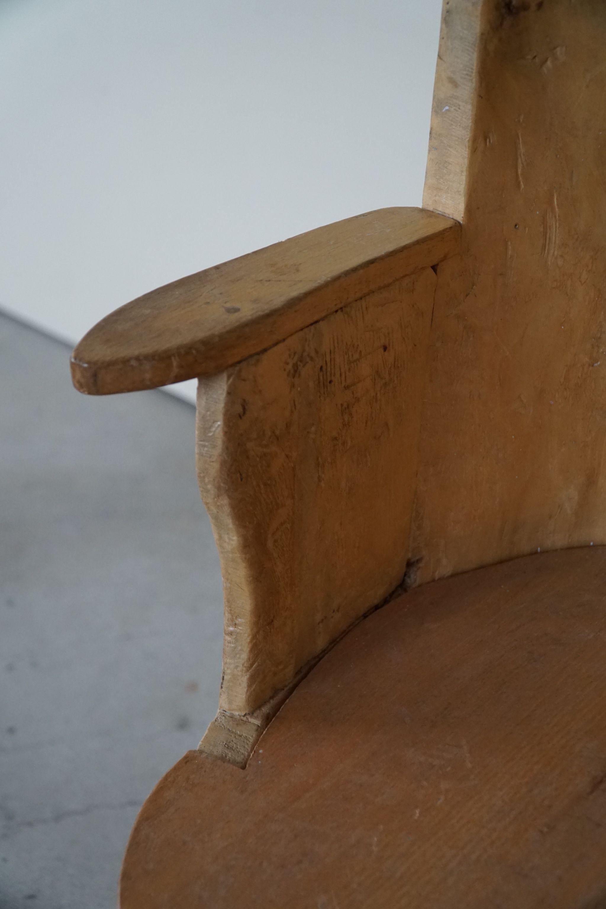 Wabi Sabi Stump Chair in Solid Birch, by a Swedish Cabinetmaker, Modern, 1950s For Sale 7