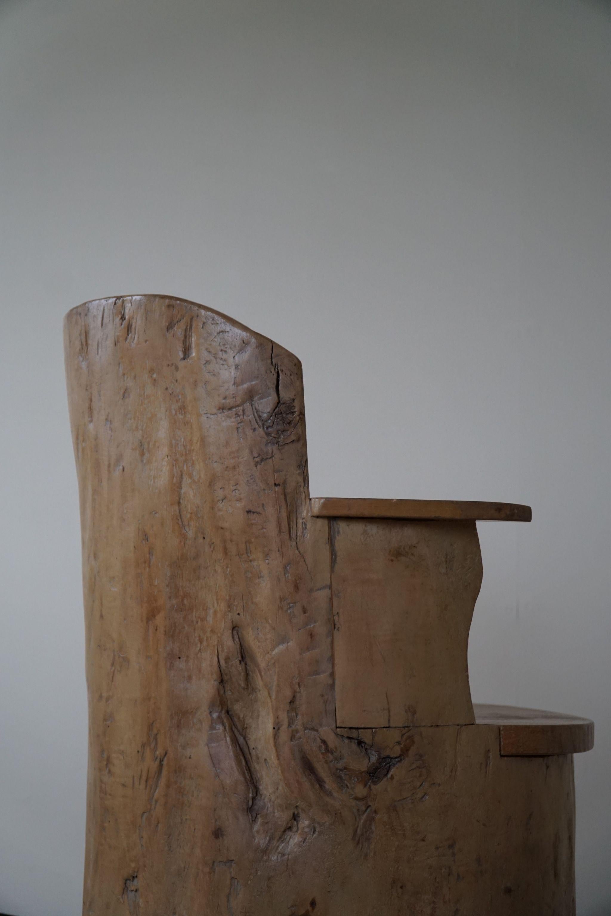 Wabi Sabi Stump Chair in Solid Birch, by a Swedish Cabinetmaker, Modern, 1950s For Sale 1