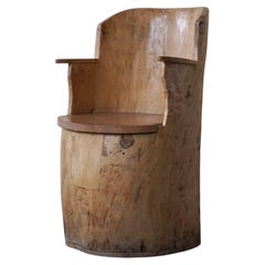 Antique Wabi Sabi Stump Chair in Solid Birch, by a Swedish Cabinetmaker, Modern, 1950s