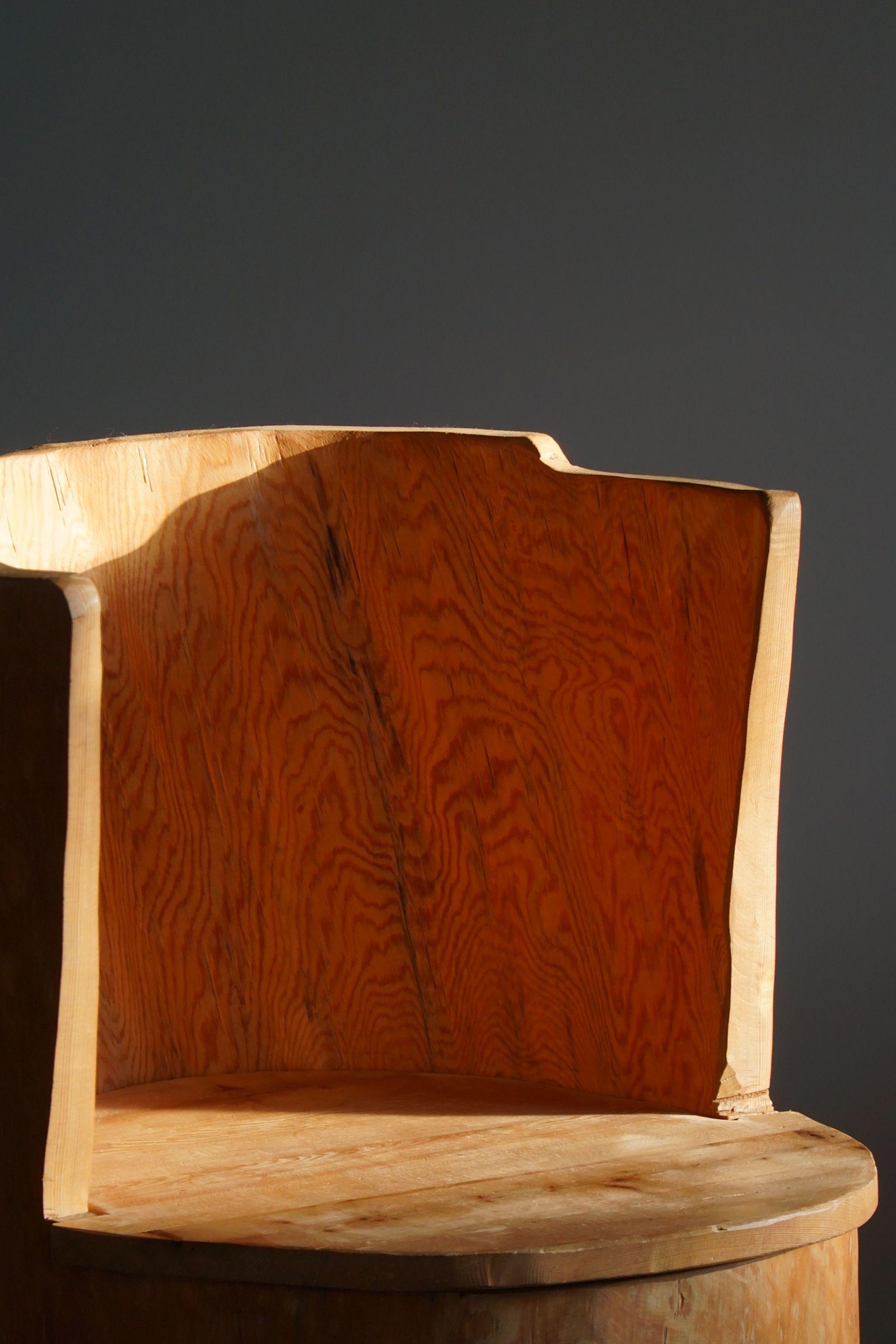 Wabi Sabi Stump Chair in Solid Pine, by a Swedish Cabinetmaker, Modern - 1960s 4