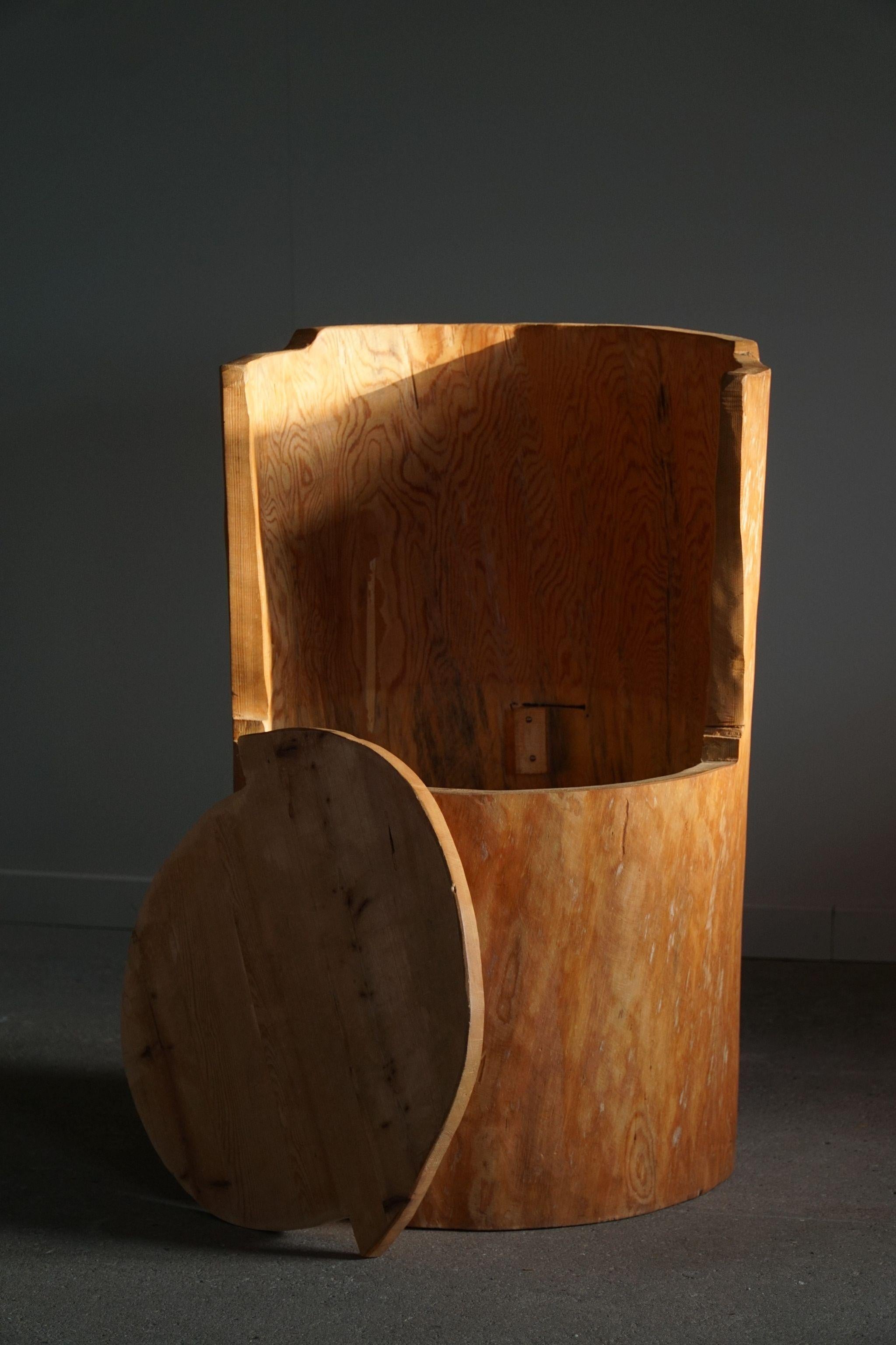 Wabi Sabi Stump Chair in Solid Pine, by a Swedish Cabinetmaker, Modern - 1960s 3