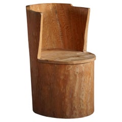 Wabi Sabi Stump Chair in Solid Pine, by a Swedish Cabinetmaker, Modern - 1960s