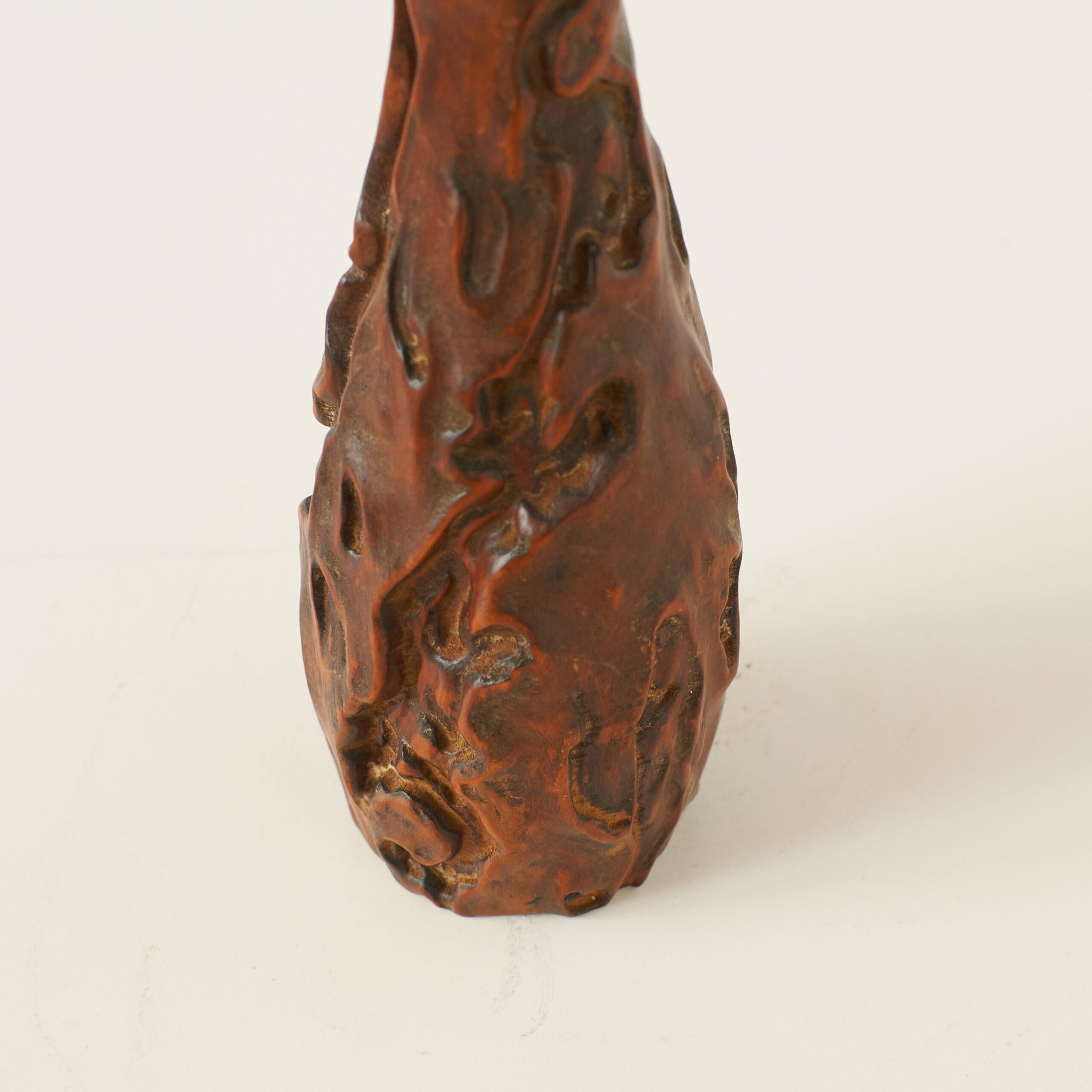 Sculpté Vase en bois de bouleau sculpté de style Wabi Sabi en vente