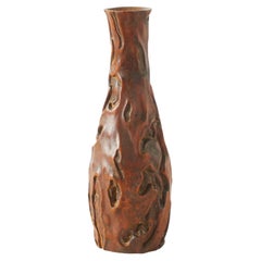Vase en bois de bouleau sculpté de style Wabi Sabi