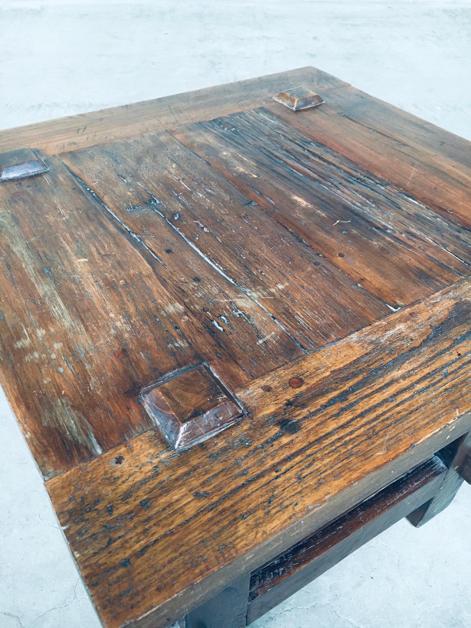 Wabi Sabi Style Design Solid Oak Side Table, France, 1930's For Sale 4