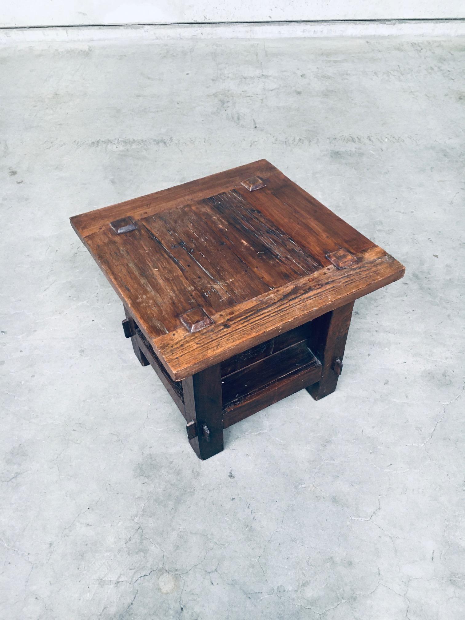 Wabi Sabi Style Design Solid Oak Side Table, France, 1930's In Good Condition For Sale In Oud-Turnhout, VAN