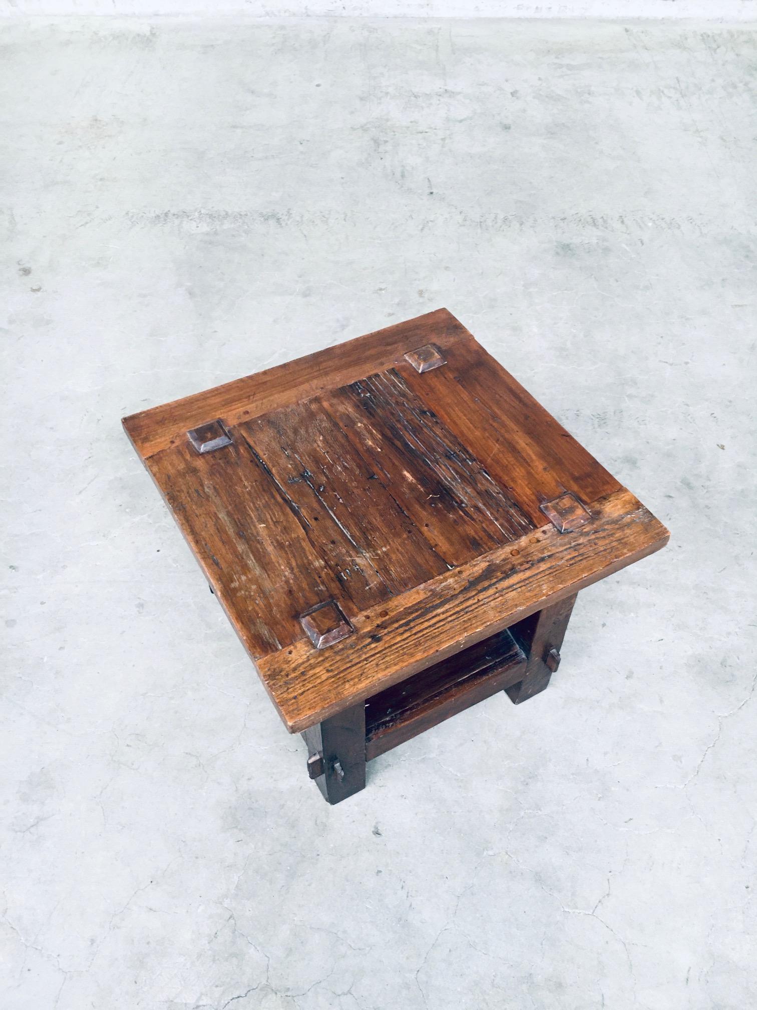Mid-20th Century Wabi Sabi Style Design Solid Oak Side Table, France, 1930's For Sale