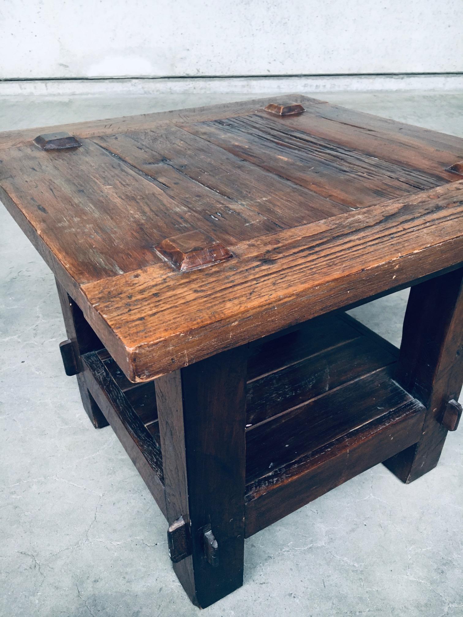 Wabi Sabi Style Design Solid Oak Side Table, France, 1930's For Sale 1